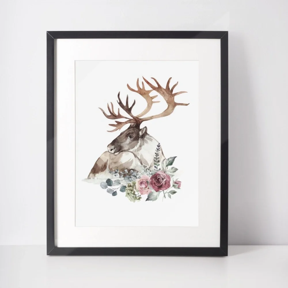 Moose Elk Deer Watercolor Wall Art Print Poster UNFRAMED - Picture 4 of 10